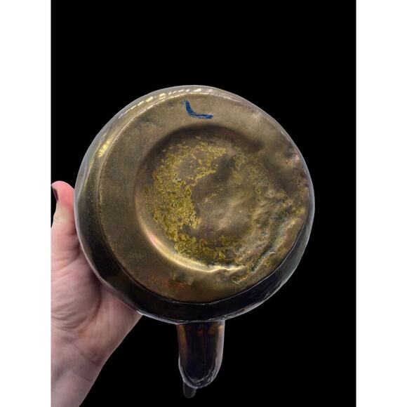 Antique Tea Kettle Pot Large Copper ? Brass Large Handle Goose Neck Decorative - Picture 12 of 16